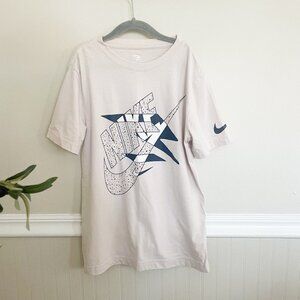 Nike 3Brand Tan Blue Logo Short Sleeve T-Shirt Size Medium